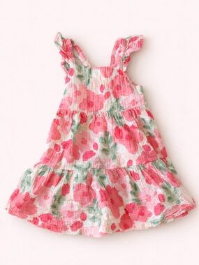 Carter’s 4T (fits small) Girls Pink Floral Tiered Sundress - Watercolor Floral